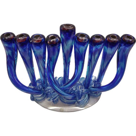 Blue Glass Menorah