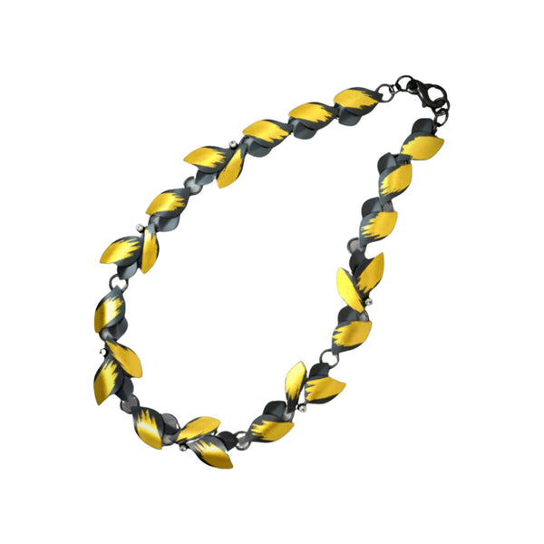 Faceted Leaf Necklace with White Sapphires