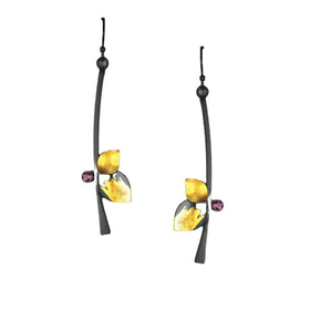 Leaf on Vine with Garnet Earrings