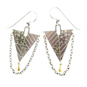Triangle Retro Etched with Chain Earrings
