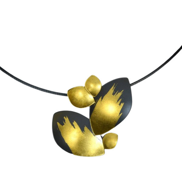 2 Leaf with 3 Buds Gold Splash Necklace
