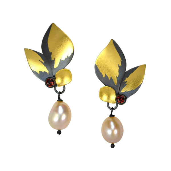 Black Edged Pearl Earrings