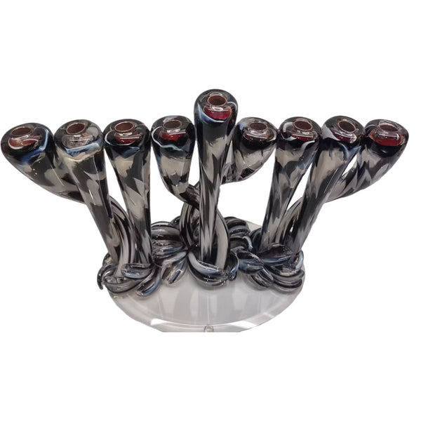 Black Glass Menorah