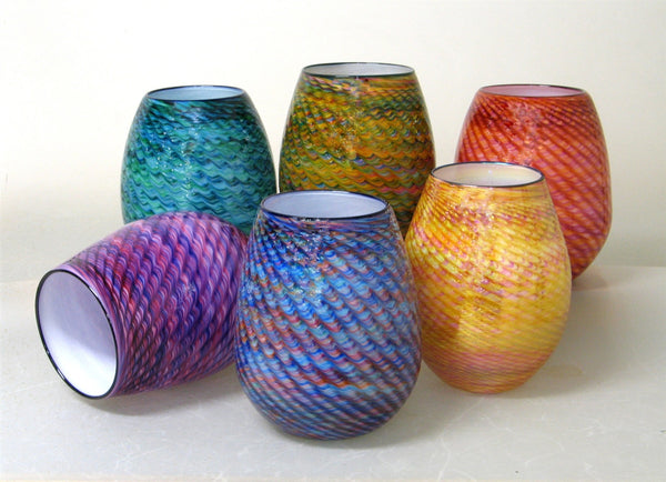 Woven Glass Basket Vase in various colors - Art Of Fire
