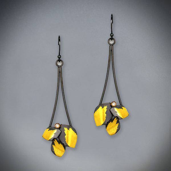 Tri-Petal Long with Diamond Earrings