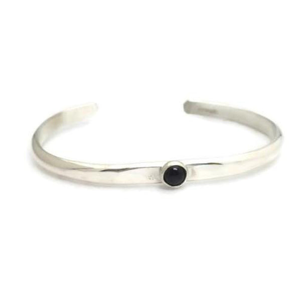 Sterling Silver Narrow Cuff with Black Onyx - Jill O'Reilly