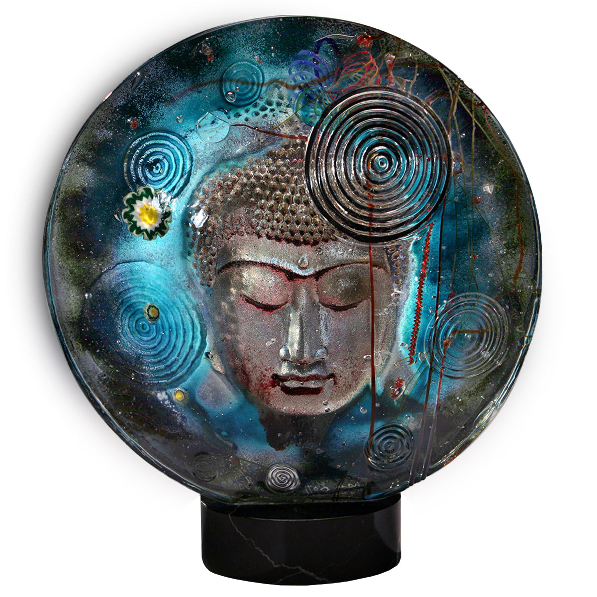 Buddha Round Sculpture Blue