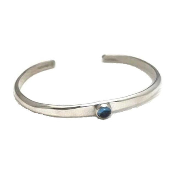 Sterling Silver Narrow Cuff with Blue Topaz - Jill O'Reilly
