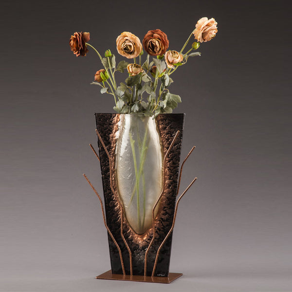 Slumped Glass Vase in Black Marble