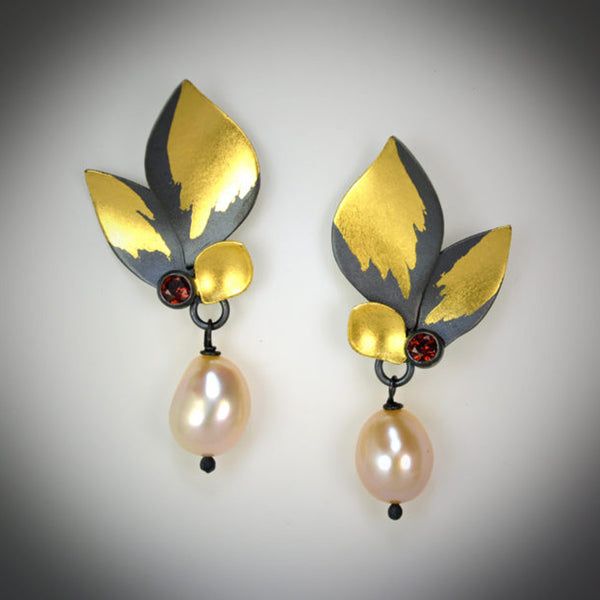 Black Edged Pearl Earrings