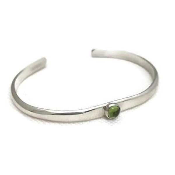 Sterling Silver Narrow Cuff with Peridot - Jill O'Reilly