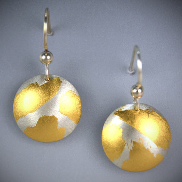 Gold Leaf Disk Earrings