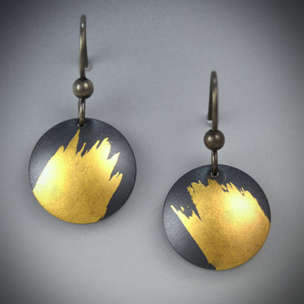 Gold Leaf Disk Earrings