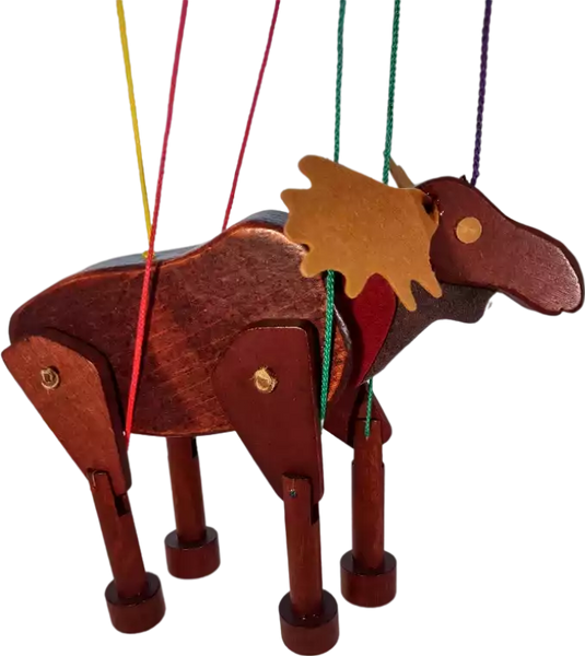 Bull Moose Marionette Wooden Puppet