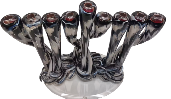 Black Glass Menorah