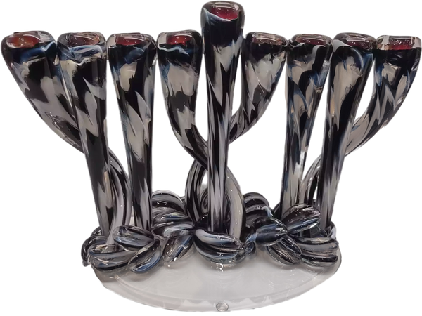Black Glass Menorah