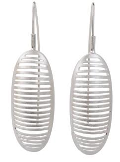 Ribbed Oval Earrings in Sterling Silver
