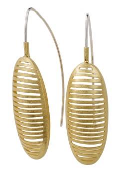 Ribbed Oval Earrings in Gold Plated Sterling Silver