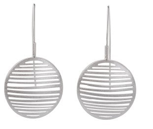 Small Ribbed Oval Earrings in Sterling Silver