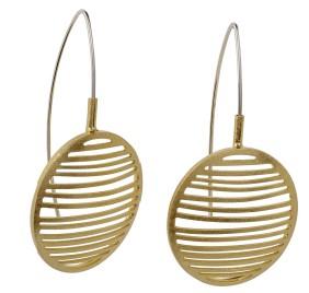 Small Ribbed Oval Earrings in Gold Plated Sterling Silver
