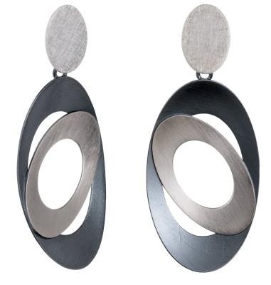Cut Out Ovals Earrings in Sterling with Oxidized Silver