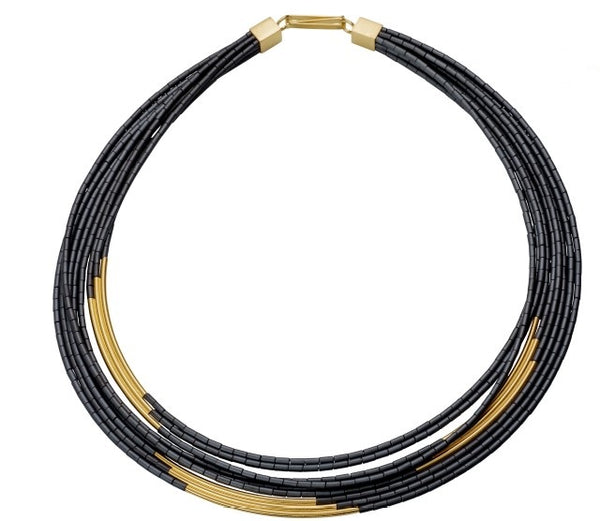 Round Tubes Multi Strand Necklace