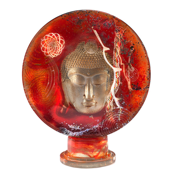 Buddha Round Sculpture Red