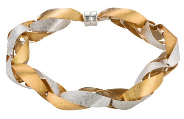 Ribbon Bracelet in Gold Plated Sterling with Sterling Silver