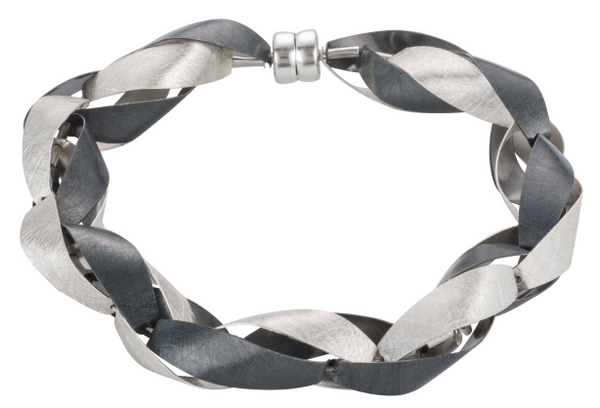 Ribbon Bracelet in Sterling with Oxidized Silver