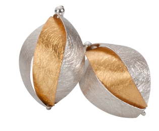 Ribbon Earrings in Sterling with Gold Plate