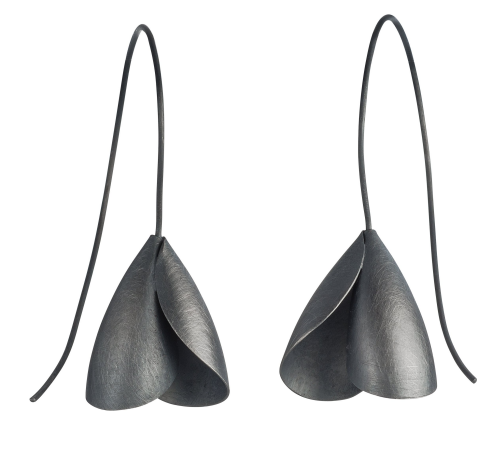 Tulip Earrings in Oxidized Sterling