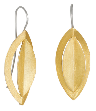 Geometric Leaf Earrings in Gold Plated Sterling