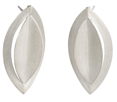 Geometric Leaves Earrings in Sterling