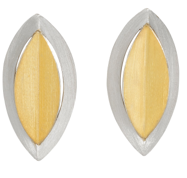 Geometric Leaves Earrings in Sterling with Gold Plate