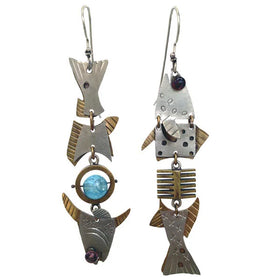 Hinged Collage Fish Earrings