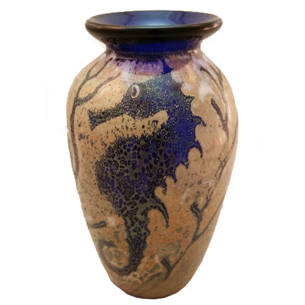 Seahorse Small Glase Vase in Black - Bendzunas Glass