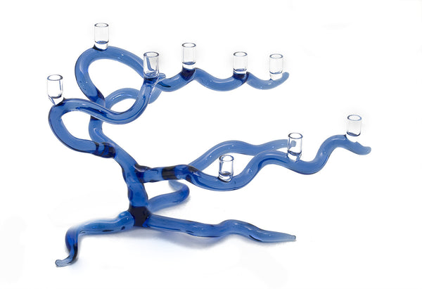 Cobalt Tree of Life Menorah