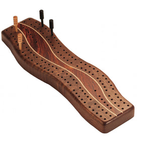 Cribbage Board Wavy In Walnut Wood