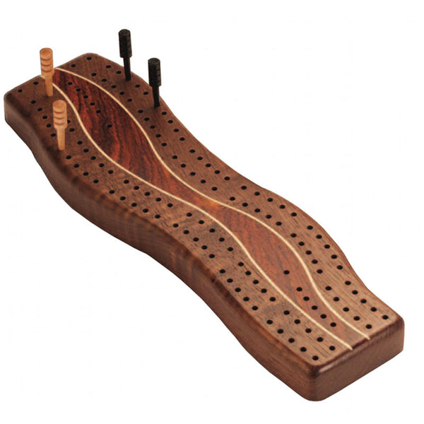 Cribbage Board Wavy In Walnut Wood