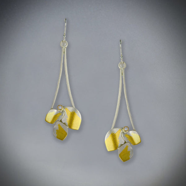 Tri-Petal Long with Diamond Earrings